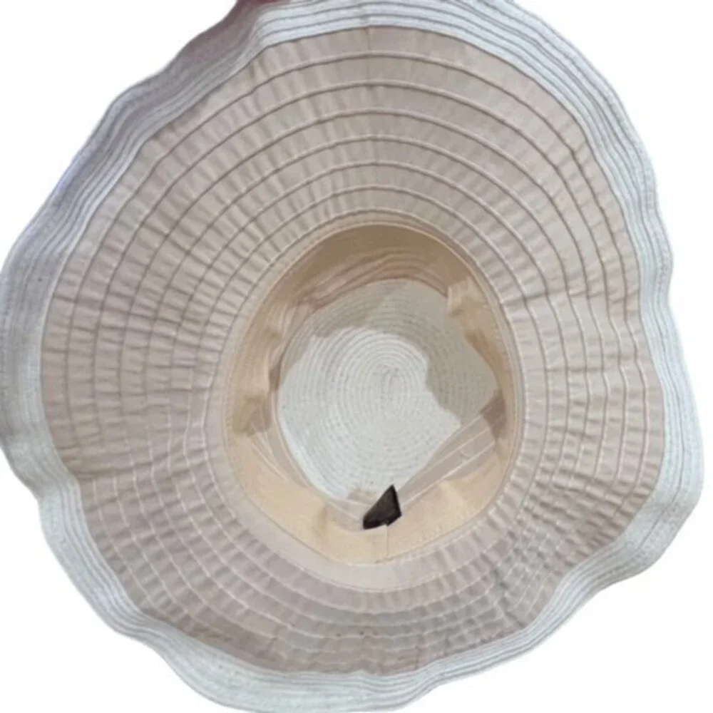 Womens Floppy Sun Hat Wide‎ Brim Beige Ivory BOHO Beach Vacation Pool Travel